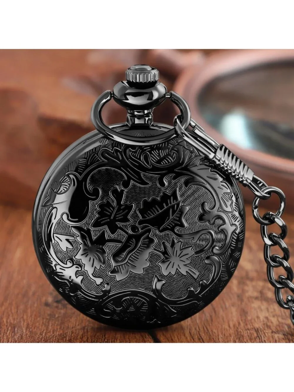 Classic Shiny Arabic Numeral Men's Quartz Pocket Watch with Chain - Stylish